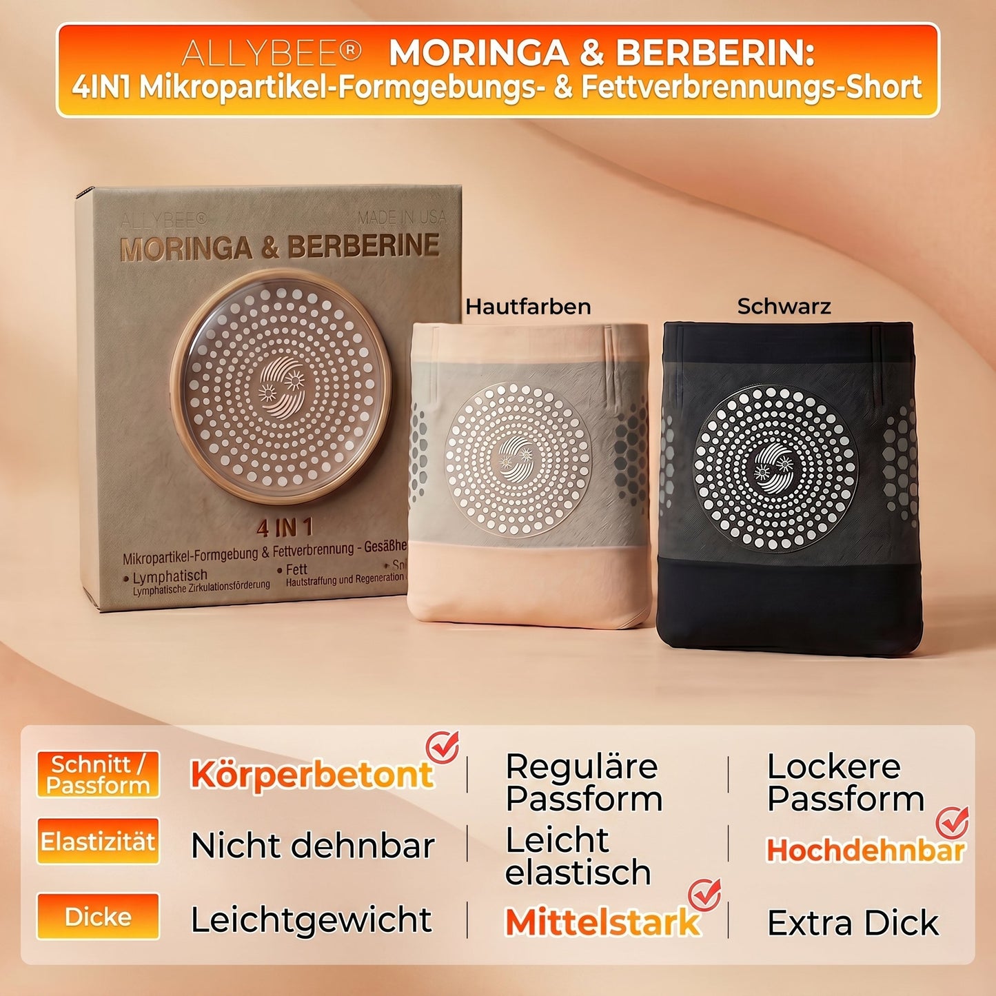 deOffizieller Marken-Store 💎 𝑨𝑳𝑳𝒀𝑩𝑬𝑬® 2026 Moringa & Berberin 4-in-1 Mikropartikel Shaping- & Fat-Burn-Shorts