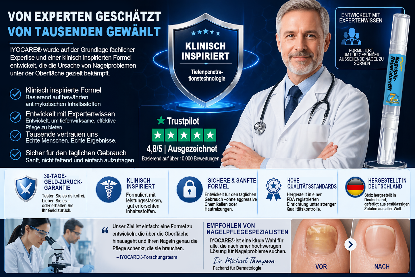 IYOCARE® Nagelpilz Reparatur-Stift Bekämpft die Ursache — Sichtbare Verbesserung in wenigen Tagen* Die meisten Behandlungen bleiben an der Oberfläche. Diese wirkt tiefer.