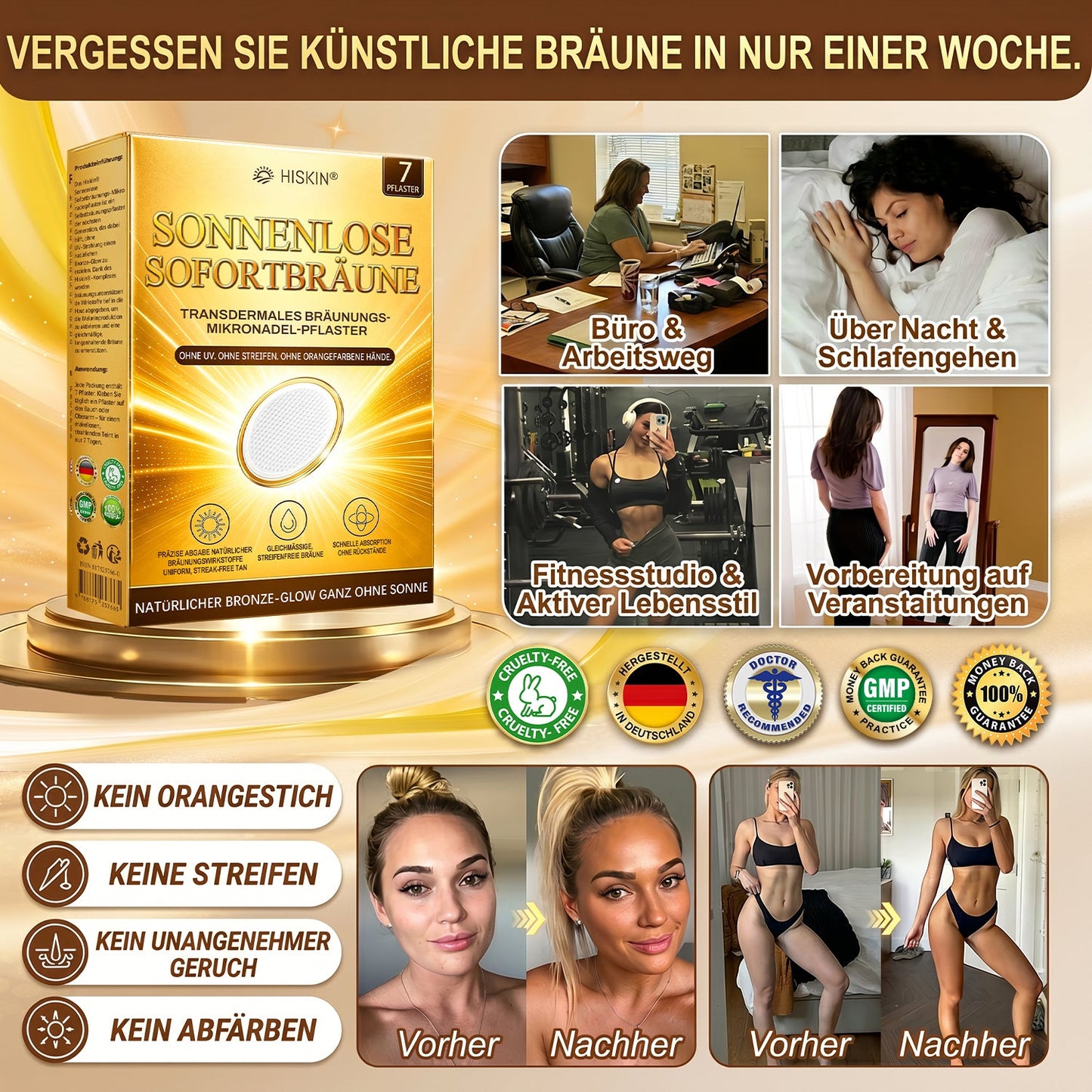 𝑶𝒇𝒇𝒊𝒛𝒊𝒆𝒍𝒍𝒆𝒓 𝑺𝒕𝒐𝒓𝒆 | ☀️ 𝐇𝐢𝐬𝐤𝐢𝐧® 𝐒𝐮𝐧𝐥𝐞𝐬𝐬 𝐈𝐧𝐬𝐭𝐚𝐧𝐭 𝐁𝐫𝐨𝐧𝐳𝐞 𝐌𝐢𝐜𝐫𝐨𝐧𝐞𝐞𝐝𝐥𝐞 𝐓𝐚𝐧𝐧𝐢𝐧𝐠-𝐏𝐚𝐭𝐜𝐡 (𝐍𝐮𝐫 𝐞𝐢𝐧𝐦𝐚𝐥 𝐭ä𝐠𝐥𝐢𝐜𝐡) 𝐒𝐢𝐜𝐡𝐭𝐛𝐚𝐫𝐞𝐫 𝐁𝐫𝐨𝐧𝐳𝐞-𝐆𝐥𝐨𝐰 𝐢𝐧 𝟕 𝐓𝐚𝐠𝐞𝐧 ✅ 𝐊𝐞𝐢𝐧 𝐔𝐕, 𝐊𝐞𝐢𝐧 𝐎𝐫𝐚𝐧𝐠𝐞-𝐓𝐨𝐧, 𝐊𝐞𝐢𝐧𝐞 𝐒𝐭𝐫𝐞𝐢𝐟𝐞𝐧, 𝐊𝐞𝐢𝐧 𝐃𝐇𝐀, 𝐊𝐞𝐢𝐧𝐞 𝐕𝐞𝐫𝐬𝐜𝐡𝐦𝐮𝐭𝐳𝐮𝐧𝐠.